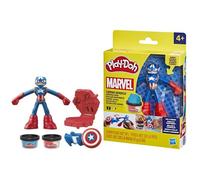 Play-Doh Captain America, coffret Bouclier tamponneur avec figurine flexible, accessoires et pâte à modeler, dès 4 ans, Marvel