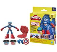 Play-Doh Captain America, coffret Bouclier tamponneur avec figurine flexible, accessoires et pâte a modeler, des 4 ans, Marvel