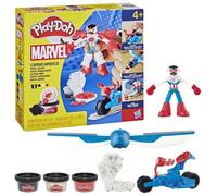 Play-Doh Captain America, coffret Moto tranchante avec figurine flexible, 3 accessoires et pâte a modeler, des 4 ans, Marvel