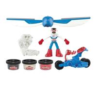 Play-Doh Captain America, coffret Moto tranchante avec figurine flexible, 3 accessoires et pâte a modeler, des 4 ans, Marvel