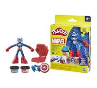 Play-Doh Marvel, Coffret Captain America, Bouclier tamponneur avec Figurine et pâte à Modeler