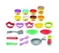 Play-Doh Kitchen Creations Flip 'n Pancakes Playset 14-Piece Breakfast Toy for Kids 3 Years and Up with 8 Non-Toxic Modelling Compound Colours