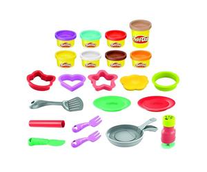 Play-Doh Kitchen Creations Flip 'n Pancakes Playset 14-Piece Breakfast Toy for Kids 3 Years and Up with 8 Non-Toxic Modelling Compound Colours