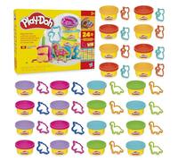 Play-Doh, La fête des Couleurs, Loisirs créatifs avec pâte à Modeler pour Filles et Garçons dès 3 Ans, 24 Pots de 56 g, 6 Couleurs, Idèe Cadeaux pour Anniversaires