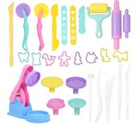 Play Doh Lot de 22 accessoires de pâte à modeler pour enfants à partir de 2 ans - Moules, ciseaux, outils de pétrissage pour enfants, outils de pâte à modeler, emporte-pièces, extrudeuses, jouets de