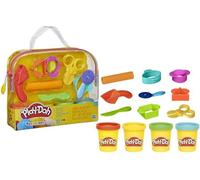 Play-Doh Mon 1er Kit, 9 accessoires avec étui de rangement et 4 pots de pâte a modeler, loisir créatif pour tout-petits, Des 3 ans
