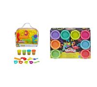 Play-Doh, Mon Premier Kit avec 4 Pots de Pate a Modeler & - 8 Pots de Pate à Modeler - Couleurs Fluo - 56 g chacun