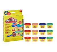 Play-Doh Pack de 12 L'imagination en fête, autocollants et pots de pâte à modeler de 28 g, petits cadeaux, loisirs créatifs pour enf
