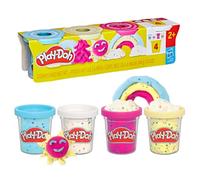 Play-Doh, Pack de 4 Pots de pâte à Modeler confettis, Activité Manuelle et Créations Multicolore, Pour Filles et Garçons à Partir de 2 Ans