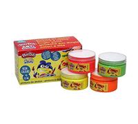 Play Doh, Peintures pour doigts fluorescentes géantes 4 pots 70 ml, Fournitures scolaires pour coloriage (CyP Brands)