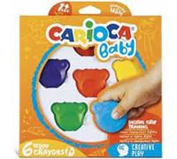 Carioca Crayons de cire 42956 – Lot de 6 en forme d’ourson Multicolore