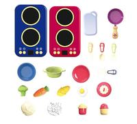 Play Food Sets for Kids - Interactive Role Playing Kitchen Toys with Sound and Light for Pretend Cooking, Educational Learning Playset, Presents for Toddler Boys Girls Birthday Nursery, 9.84x6.02 Inch