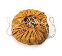 Play & Go - Sac de rangement tapis de jeu Play & Go Original Organic Grid - Mustard