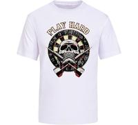 Play Hard Skull Arrow Dartboard Bullseye Team Darts T-Shirts Unisex Tee White Manches Courtes(Small)