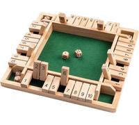 PLAY-Jeu De Plateau En Bois, 4 Joueurs Shut The Box-Jeu De Dés Mathématiques Traditionnels-Pub Board-Voyage-4 Joueurs-Great Family-Vacances-Jeu Divertissant (Vert)