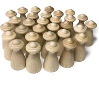 PLAY-Lot De 30 Figurines En Bois, Personnes Avec Chapeau, Hauteur 4 Cm (20/40 Mm), Pour Jeux De Société. Fabriqué En Allemagne (Bois Brut, Non Traité, 30 Figurines)