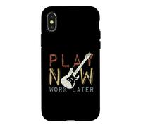 Play Now Work Later Pratique Musicale la Guitare électrique Coque pour iPhone X/XS
