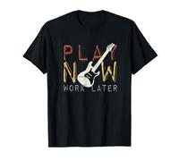 Play Now Work Later Pratique Musicale la Guitare électrique T-Shirt