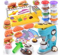 PLAY Pate A Modeler Cafetière pour Enfants - Accessoire Pate A Modeler Kit Pate A Modeler Enfant 3 Ans, Pâte À Modeler avec 8 Pots, Plasticine Jouet Enfant