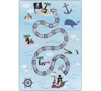 Play Pirates antidérapant éducatif nombres tapis chambre d'enfant poils court bouclé rectangle 120x170cm bleu