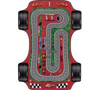 Play Piste de course antidérapant tapis de jeu chambre d'enfant poils court bouclé rectangle 80x120cm rouge