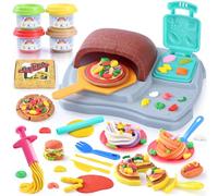 PLAY Pizza Pate à Modeler pour Enfants, Pizza Cuisine Enfant Ensemble avec Machine à pâtes, Accessoires de Cuisine et Pâte à Modeler, Pâte à Pizza Modeler pour Enfants Fille Garçon 3+ Ans