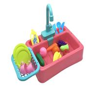 Play Sink, Kitchen Toy Trough Set, Interactive Educational Water Game Station, Realistic Faucet and Dish Accessories, for Preschool Small Kids Outdoor Girls 13.78x11.02x9.84 inches