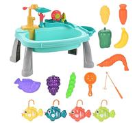 Play Sink Set, Toys Kitchen Sink with Faucet, 15.16x9.45x12.2 inches Compact Heavy Duty Design Pretend Dishwasher Sets for Toddler, Preschool and Educational Indoor Outdoor