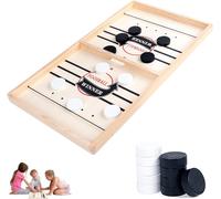 PLAY-Sling Puck Game,Air Hockey Jeu Palet Table Interactive Board Game Hockey Sur Tables Jeu De Société En Bois Jeux Pour Enfants Jeus D'Échecs Portable 2 En 1,Pour Aux Jeux Société Table