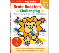 Play Smart Brain Boosters: Challenging - Age 2-3: Pre-K Activity Workbook : Boost independent thinking skills: Tracing, Coloring, Shapes, Cutting, Drawing, Mazes, Picture Puzzles, Counting; Go-Green Activity-Board