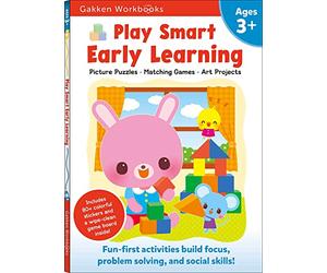 Play Smart Early Learning Age 3+: Preschool Activity Workbook with Stickers for Toddlers Ages 3, 4, 5: Learn Essential First Skills: Tracing, Coloring, Shapes (Full Color Pages)