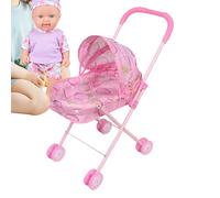Play Stroller - 21,6 in Doll Pushchair, PP Metal Frame, Foldable Canopy Pram Encouraging Imaginative Fun Suitable For Girls Dolls Home Travel Parties Outdoor Family Activities