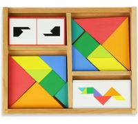 Play-Tangram Battle Multicolore-2 Jeux, +100 Cartes Et 4 Niveaux De Difficultés-Jeu De Rapidité -De 1 À 2 Joueurs-Jeu De Plateau En Bois-A Partir De 5 Ans-6061