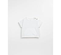Play Up - T-shirt manches courtes flammé jersey avec poche ventrale blanc Felt - 06 mois