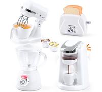 PLAY Ustensile Cuisine Enfant Accessoire avec Cafetiere, Mixer, Blender et Grille Pain Jouet avec Eclairage et Son Réalistes, Set de Cuisine Jouet pour Enfant 3+ Ans (Blanc)