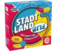 PLAY-Ville Land Flip, Le Jeu De Mots Super Rapide Pour Les Amis Et La Famille, Jeu Pour Enfants À Partir De 8 Ans, Jeu De Voyage Dans Une Boîte En Carton Pratique, Speedy Words