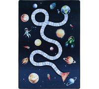 Play Voyage dans l'espace antidérapant éducatif nombres tapis chambre d'enfant poils court bouclé rectangle 120x170cm bleu marine