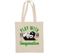Play with Your Imagination Sac fourre-tout en coton naturel avec graphisme de réalité virtuelle Blanc