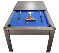 PLAY4FUN Billard Américain AMBIANCE 7Ft - 226,5 x 126,5 x 80 cm avec accessoires et plateau dînatoire - Gris - Bleu Gris G