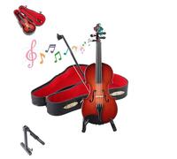 Playable Tiny Violin Figurine, World Smallest Playable Tiny Violin Figurine Sad Music, Violins Figurines Collectible Kit with Stand Case Bow for Unique Gag Gifts (4.72×1.61×0.75inch)
