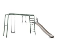 PlayBase Large Green + Play Set, avec balançoire, anneaux & toboggan