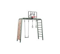 PlayBase Medium Green + Ultimate Set, avec balançoire, anneaux, mur & panier