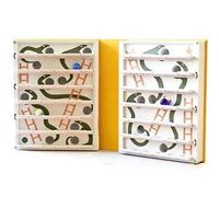 Playbook'd Snakes and Ladders Livre de jeu de société, goulottes et échelles, jeu 3D pop-up avec mécanisme de serpent intégré, jeux de société cachés, jeux de table décoratifs pour adultes (Yellow)
