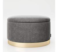 PLAYBOY cm 677206AZ Pouf Ovale avec Espace de Rangement, Le Pied d'or, Anthracite, 60 x 40 x 40 cm