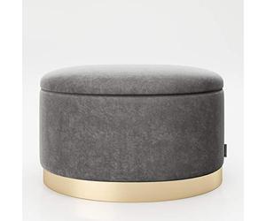 PLAYBOY cm 677206AZ Pouf Ovale avec Espace de Rangement, Le Pied d'or, Anthracite, 60 x 40 x 40 cm