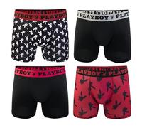 Playboy Lot de 4 boxers athlétiques pour homme avec tissu brossé doux Tailles S, M, L et XL, Lot de 4 avec lancer de lapin Playboy, Medium