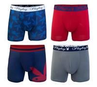 Playboy Lot de 4 boxers athlétiques pour homme avec tissu brossé doux Tailles S, M, L et XL, Lot de 4 avec grand lapin Playboy, Small