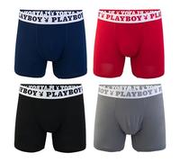 Playboy Lot de 4 boxers athlétiques pour homme avec tissu brossé doux Tailles S, M, L et XL, Lot de 4 couleurs assorties, Small