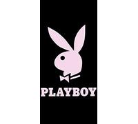 Playboy Serviette de Bain Bunny 70 x 140 cm Noir Rose - Lapin Logo Playmates Lifestyle Magazine Classique Grils Fille - Serviette de Plage et Sauna