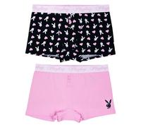 Playboy Women's Amazon Exclusive Juniors Ladies Bunny Print Underwear and Bra Sets in Sizes XXS-XL, 2-Pack Boyfriend Boxer Brief, Medium